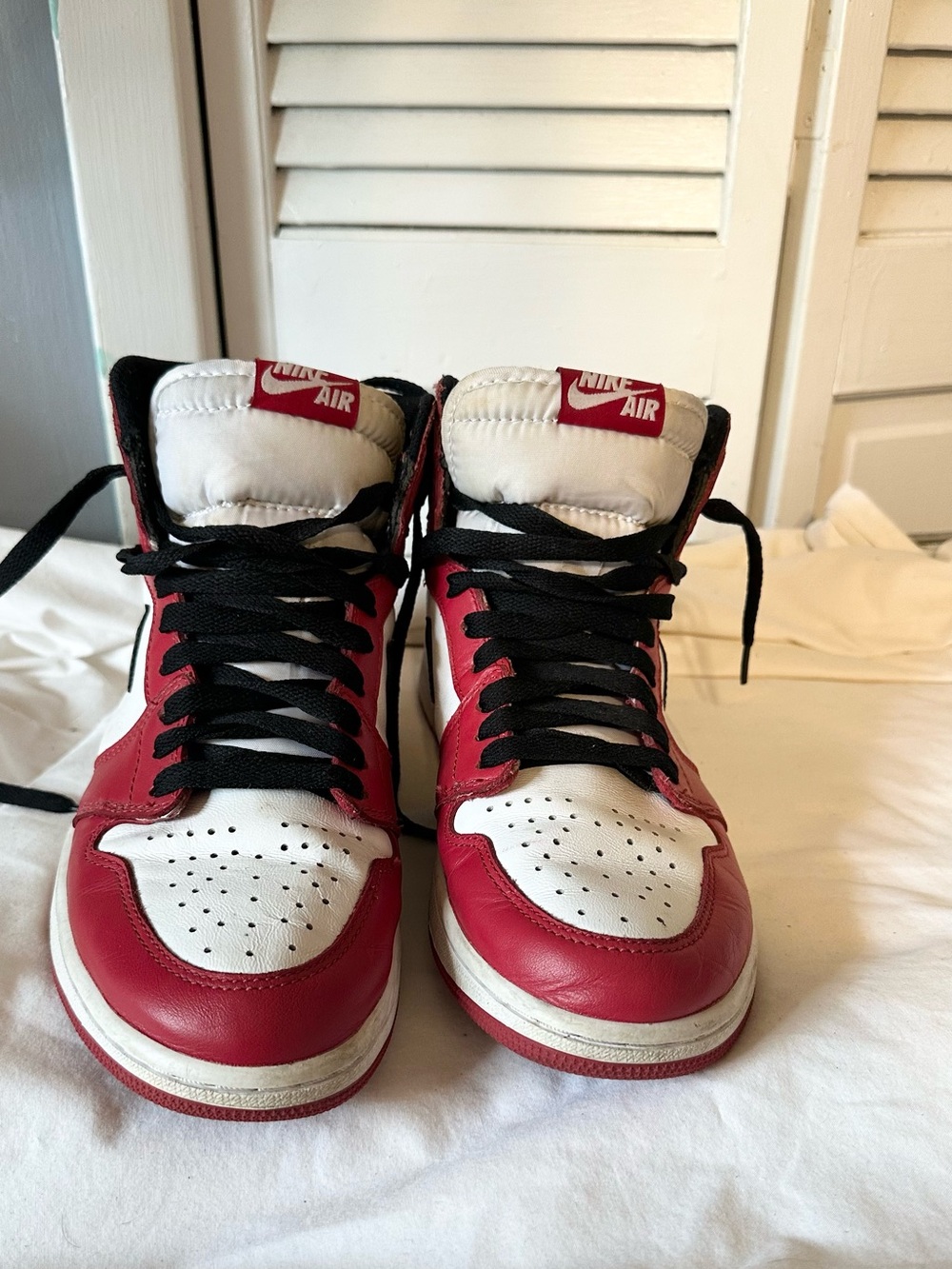 Nike Air High-Top Sneakers in Red, White, and Black
